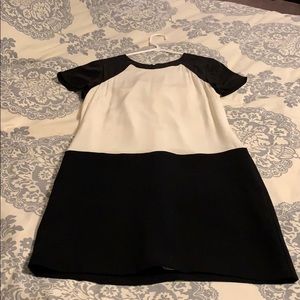 BR cream & black dress.